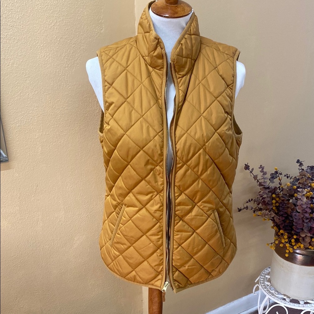 Old Navy Tan Quilted Vest with High Collar